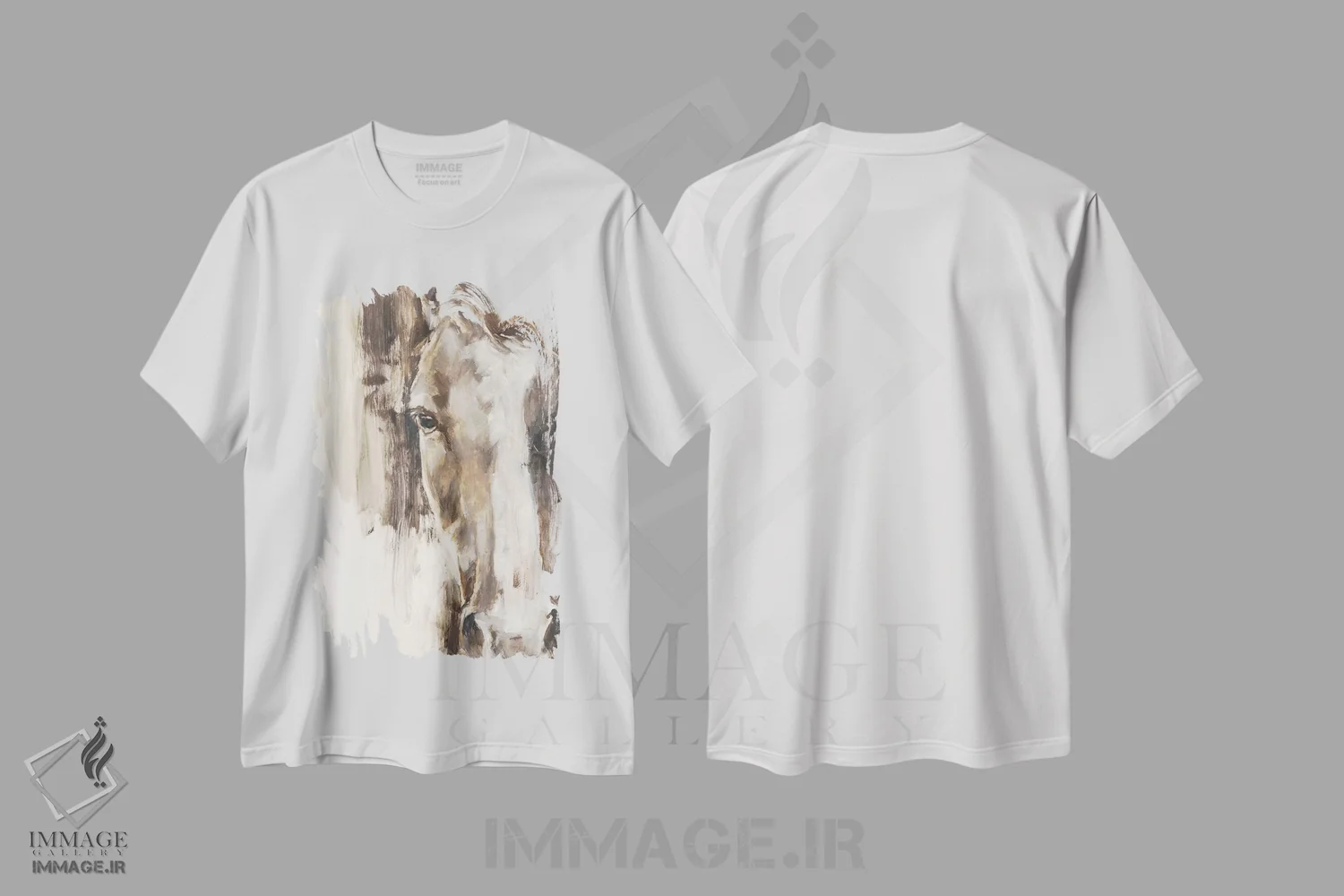 تیشرت سفید طرح دار مطالعه اصلاح شده اسب I، مدیوم اثر اتان هارپر | فروشگاه ایماژ