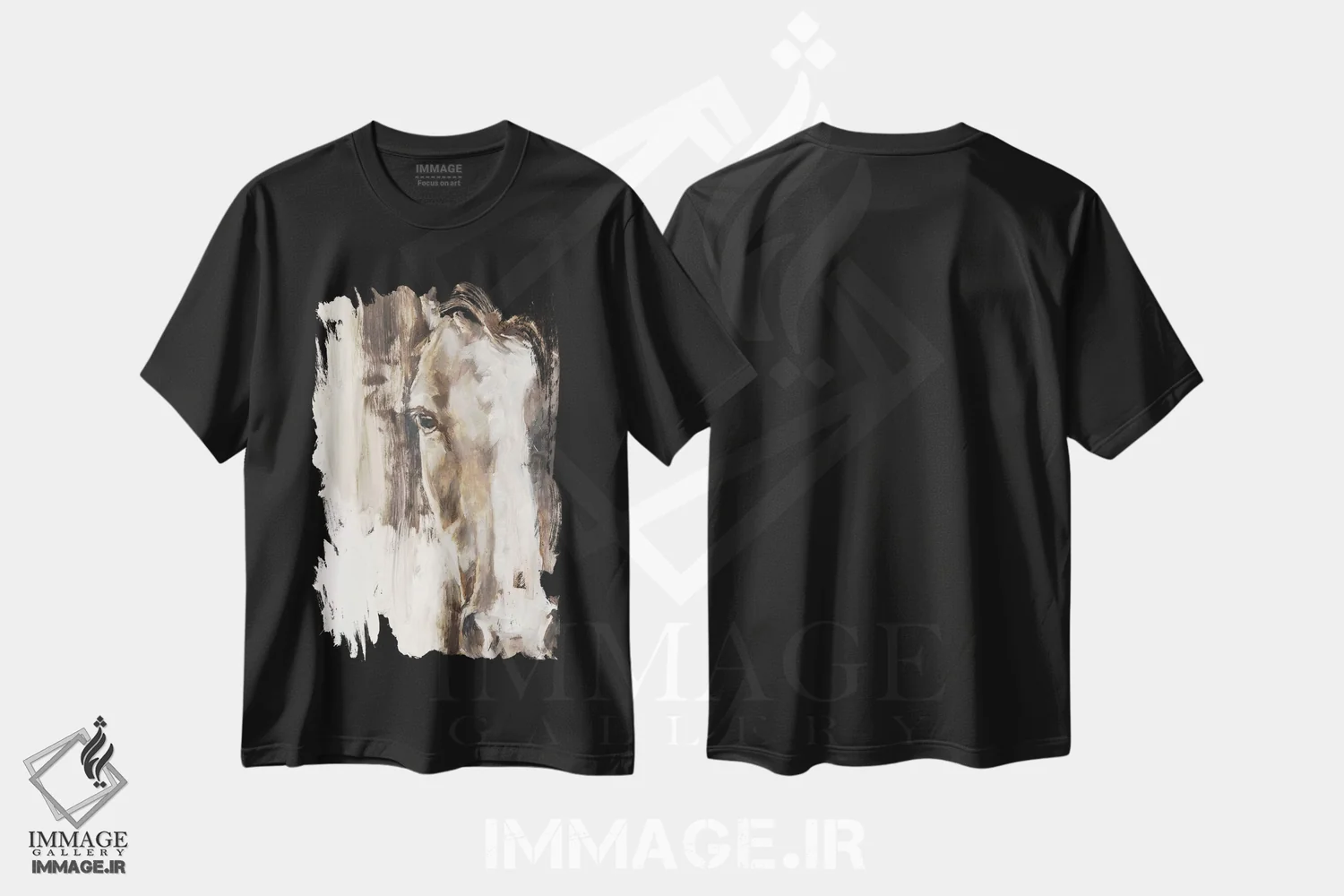 تیشرت مشکی طرح دار مطالعه اصلاح شده اسب I، مدیوم اثر اتان هارپر | immage.ir