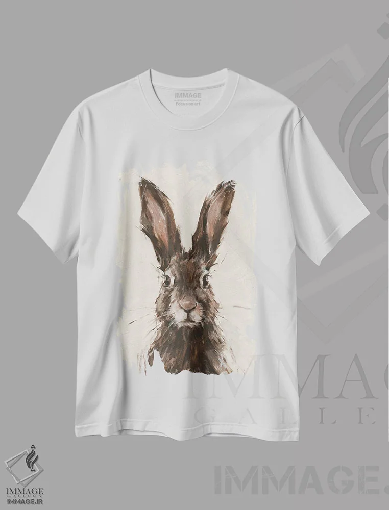 تیشرت سفید طرح دار خرگوش اروپایی I، مدیوم اثر اتان هارپر | immage.ir