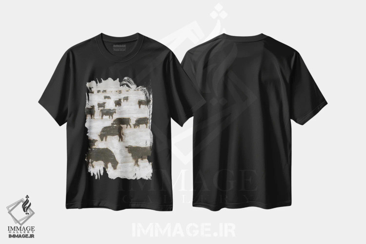 تیشرت مشکی طرح دار چرای زمستانی I، دکور روستایی اثر اتان هارپر | فروشگاه ایماژ