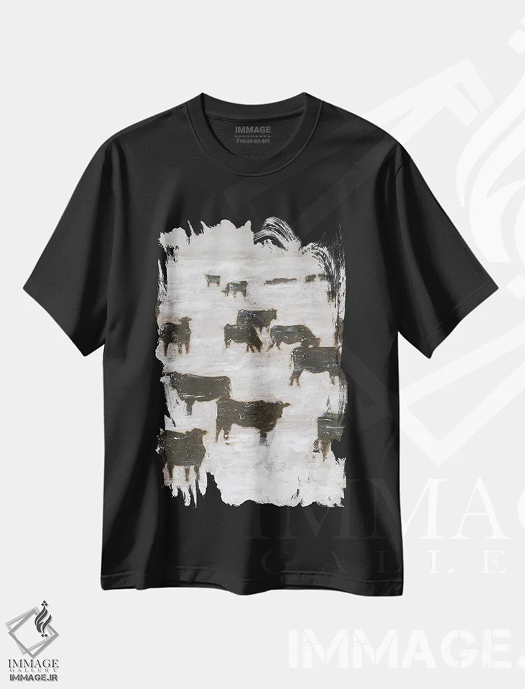 تیشرت مشکی طرح دار چرای زمستانی II، دکور روستایی اثر اتان هارپر | immage.ir