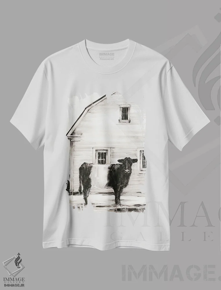 تیشرت سفید طرح دار گالووی کمربنددار I، دکور روستایی اثر اتان هارپر | immage.ir