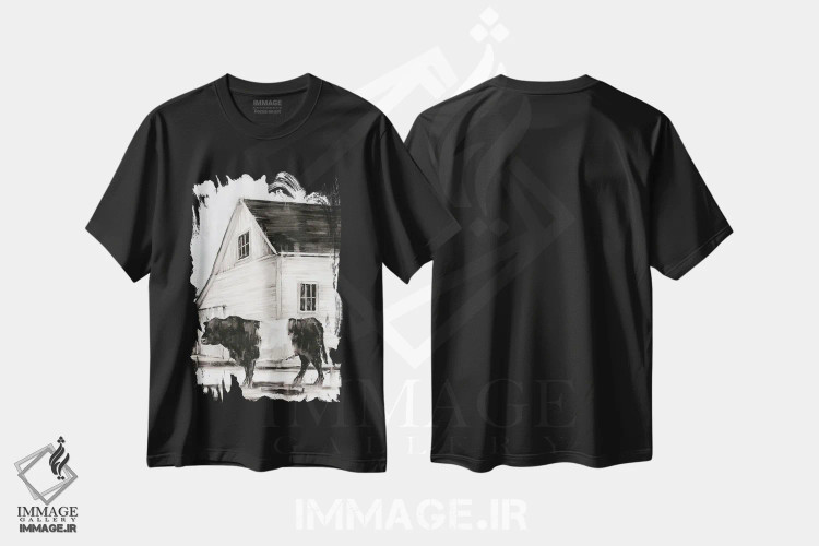 تیشرت مشکی طرح دار گالووی کمربنددار II، دکور روستایی اثر اتان هارپر | immage.ir
