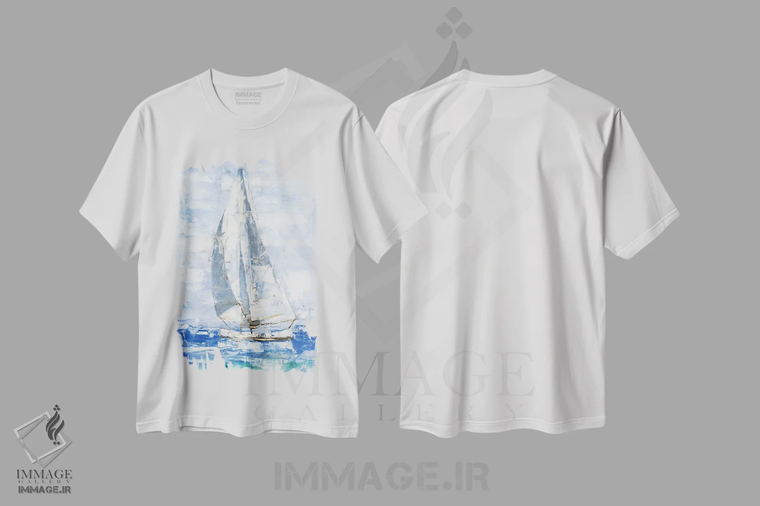 تیشرت سفید طرح دار بادبان های آبی I، تزئینی اثر اتان هارپر | immage.ir