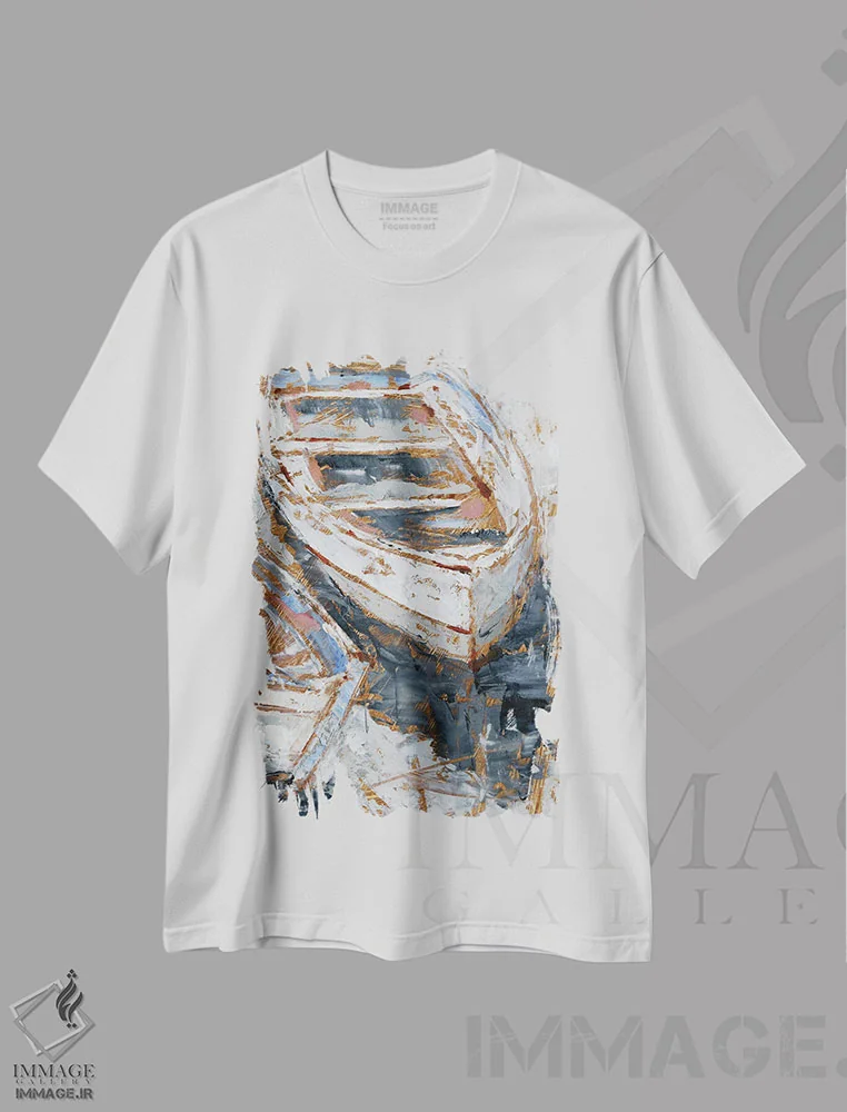 تیشرت سفید طرح دار نور سرد I، دکور کلبه و لژ اثر اتان هارپر | فروشگاه ایماژ