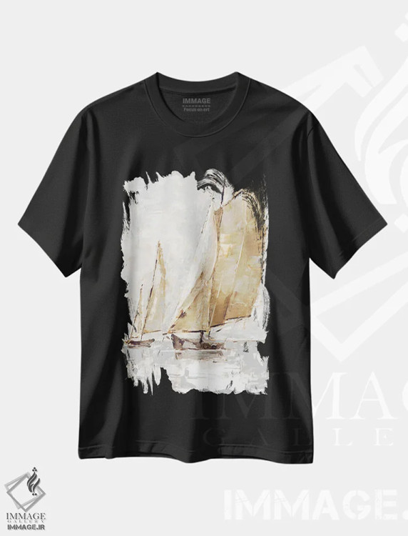 تیشرت مشکی طرح دار بادبان های طلایی II، تزئینی اثر اتان هارپر | فروشگاه ایماژ