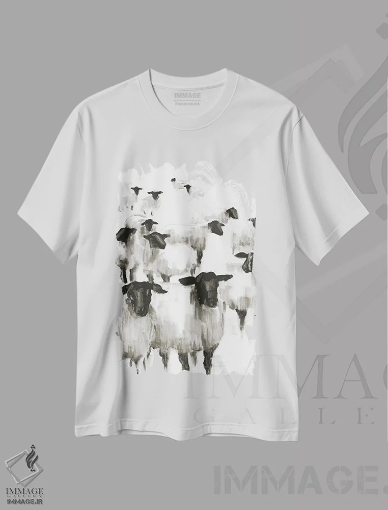 تیشرت سفید طرح دار شمردن گوسفند II، دکور روستایی اثر اتان هارپر | immage.ir