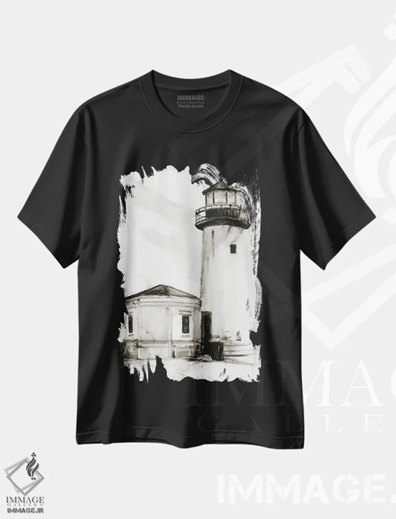 تیشرت مشکی طرح دار مطالعه فانوس دریایی II، تزئینی اثر اتان هارپر | فروشگاه ایماژ