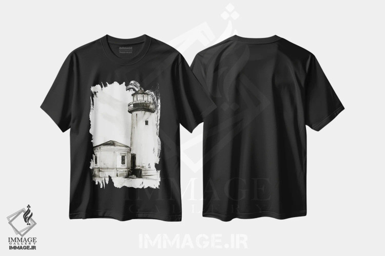 تیشرت مشکی طرح دار مطالعه فانوس دریایی II، تزئینی اثر اتان هارپر | فروشگاه ایماژ