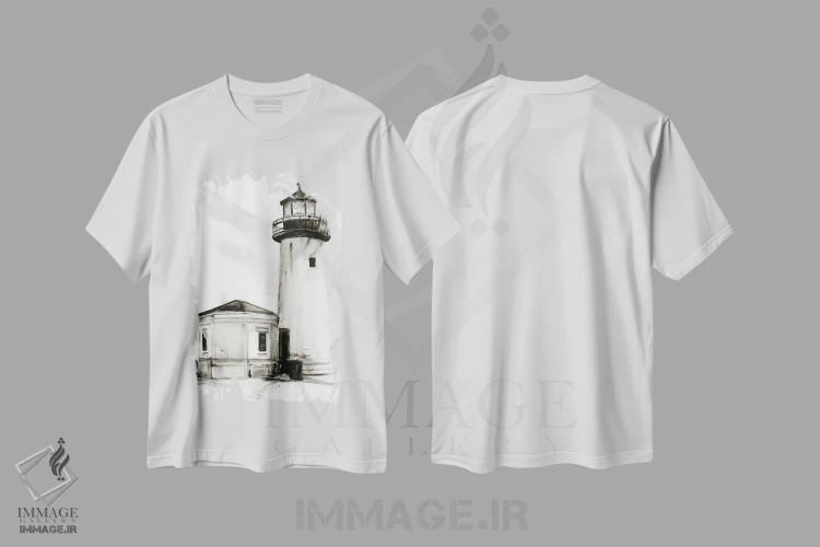 تیشرت سفید طرح دار مطالعه فانوس دریایی II، تزئینی اثر اتان هارپر | immage.ir