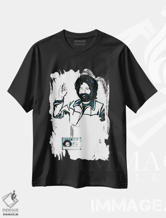 تیشرت مشکی طرح دار جری گارسیا، هنر فاخر معاصر اثر اریکا آیریس | immage.ir