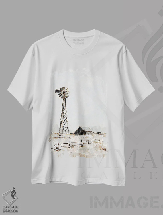 تیشرت سفید طرح دار دشت روستایی I، دکور روستایی اثر اتان هارپر | فروشگاه ایماژ