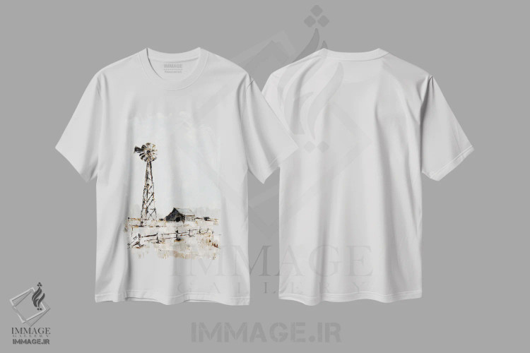 تیشرت سفید طرح دار دشت روستایی I، دکور روستایی اثر اتان هارپر | فروشگاه ایماژ