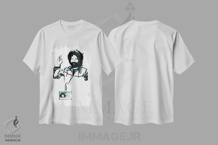 تیشرت سفید طرح دار جری گارسیا، هنر فاخر معاصر اثر اریکا آیریس | فروشگاه ایماژ
