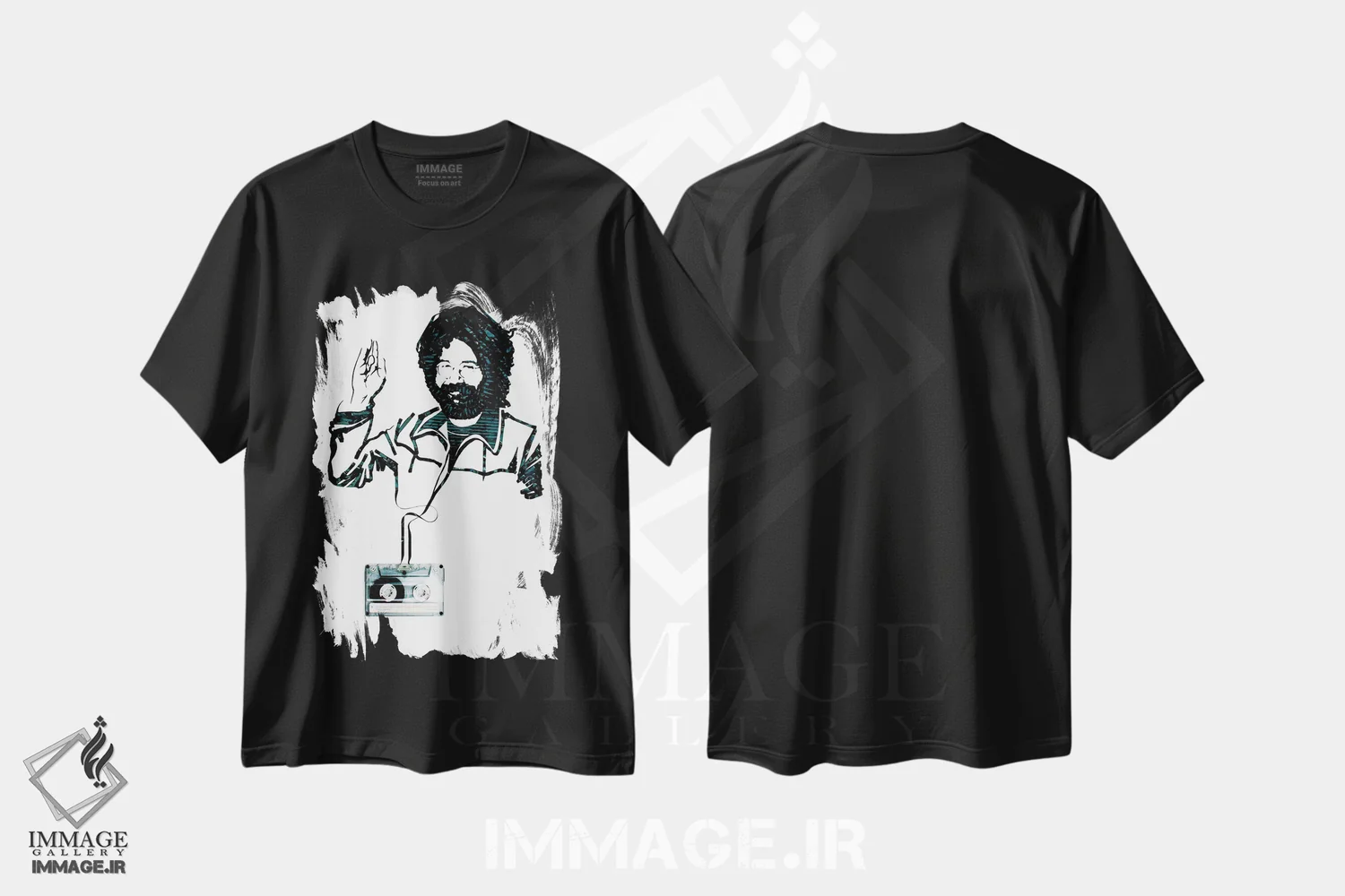 تیشرت مشکی طرح دار جری گارسیا، هنر فاخر معاصر اثر اریکا آیریس | immage.ir