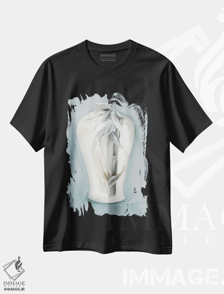 تیشرت مشکی طرح دار دسته گلدان II، دکور آسیایی اثر الی جونز | immage.ir