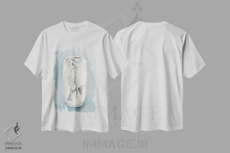 تیشرت سفید طرح دار دسته گلدان I، دکور آسیایی اثر الی جونز | immage.ir