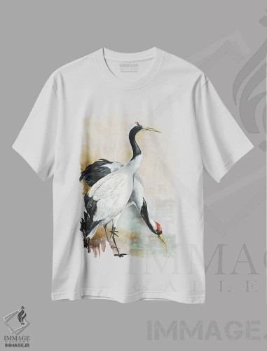 تیشرت سفید طرح دار درناهای ظریف، تزئینی اثر الی جونز | فروشگاه ایماژ