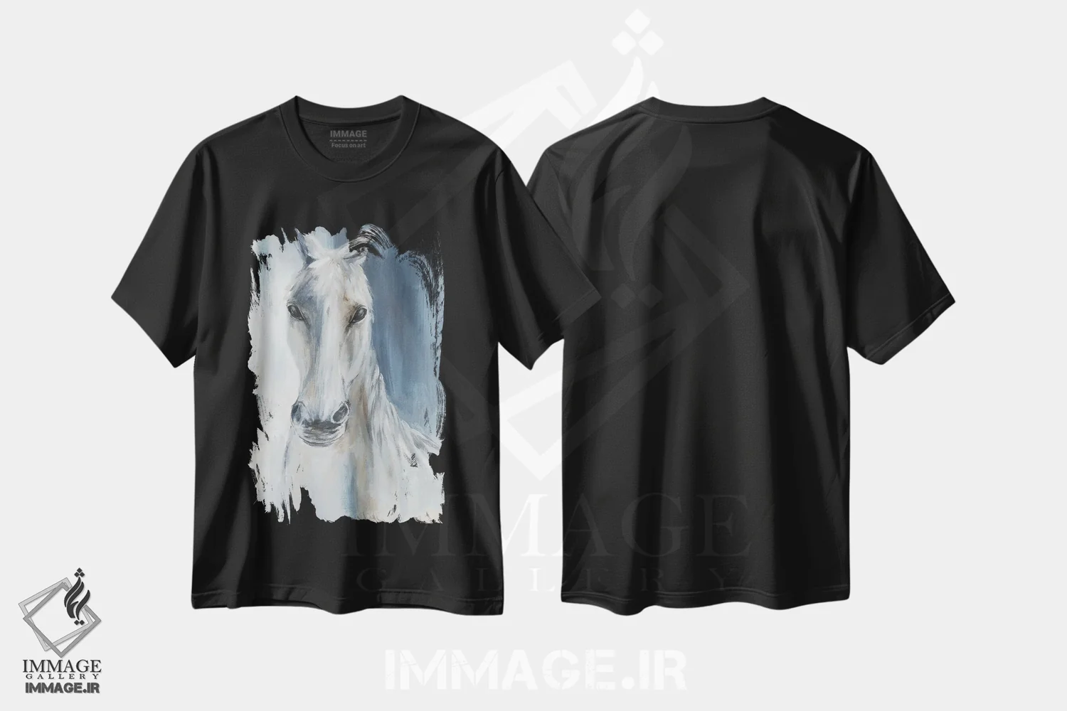 تیشرت مشکی طرح دار اسب آبی، دکور معاصر اثر الی جونز | immage.ir