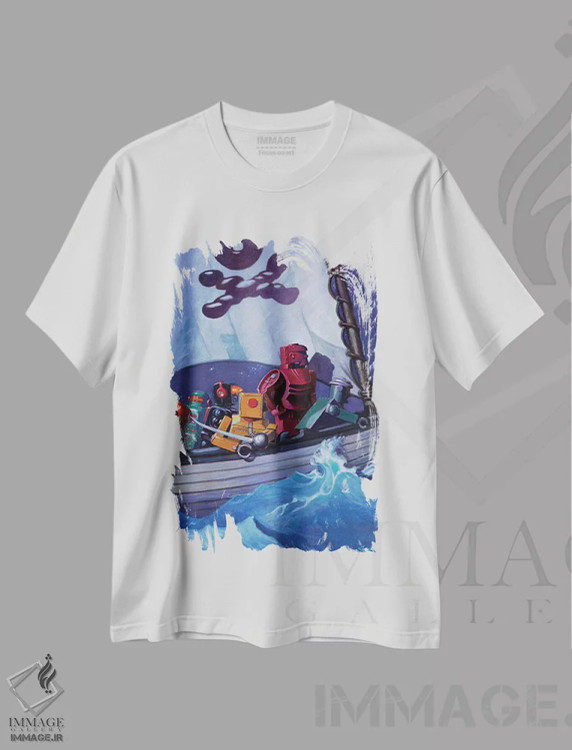 تیشرت سفید طرح دار دزدان دریایی رباتی، دکور معاصر اثر اریک جوینر | فروشگاه ایماژ