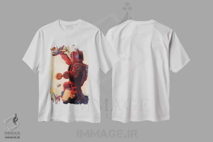 تیشرت سفید طرح دار کُنگ رباتی، دکور معاصر اثر اریک جوینر | immage.ir
