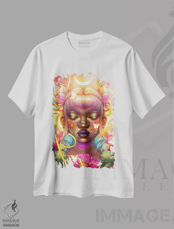 تیشرت سفید طرح دار خیال آرام، هنر آمریکایی آفریقایی تبار اثر اجیوا ابنبه | فروشگاه ایماژ