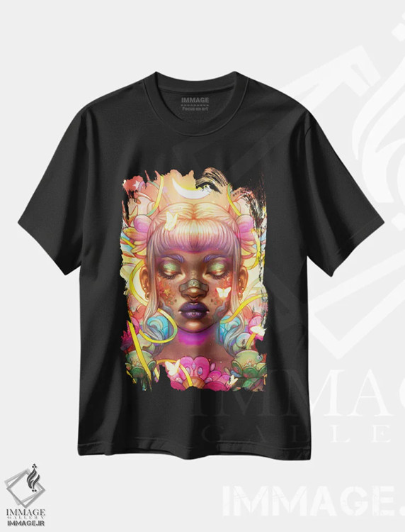 تیشرت مشکی طرح دار خیال آرام، هنر آمریکایی آفریقایی تبار اثر اجیوا ابنبه | immage.ir