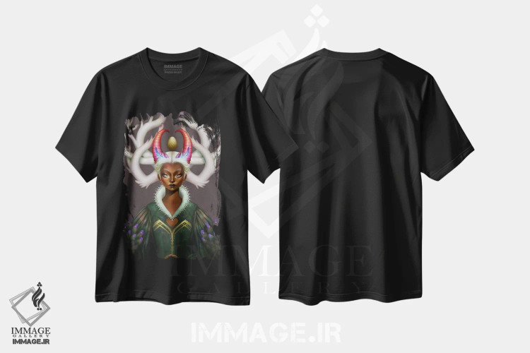 تیشرت مشکی طرح دار مادر اژدها، هنر آمریکایی آفریقایی تبار اثر اجیوا ابنبه | فروشگاه ایماژ