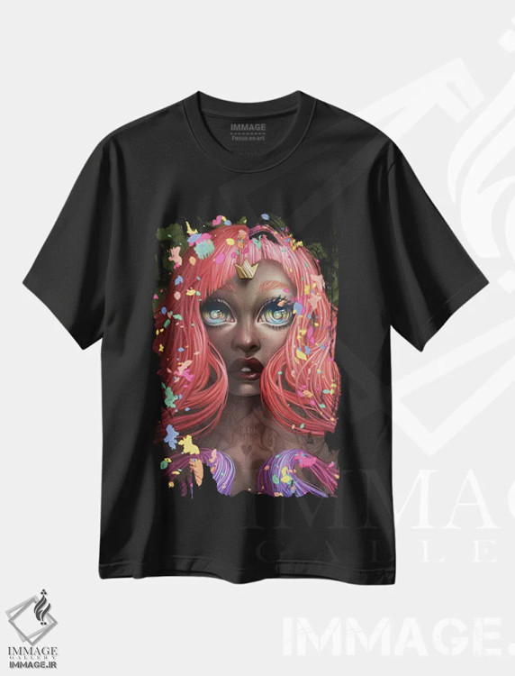 تیشرت مشکی طرح دار انفجار ستاره ای، هنر آمریکایی آفریقایی تبار اثر اجیوا ابنبه | فروشگاه ایماژ