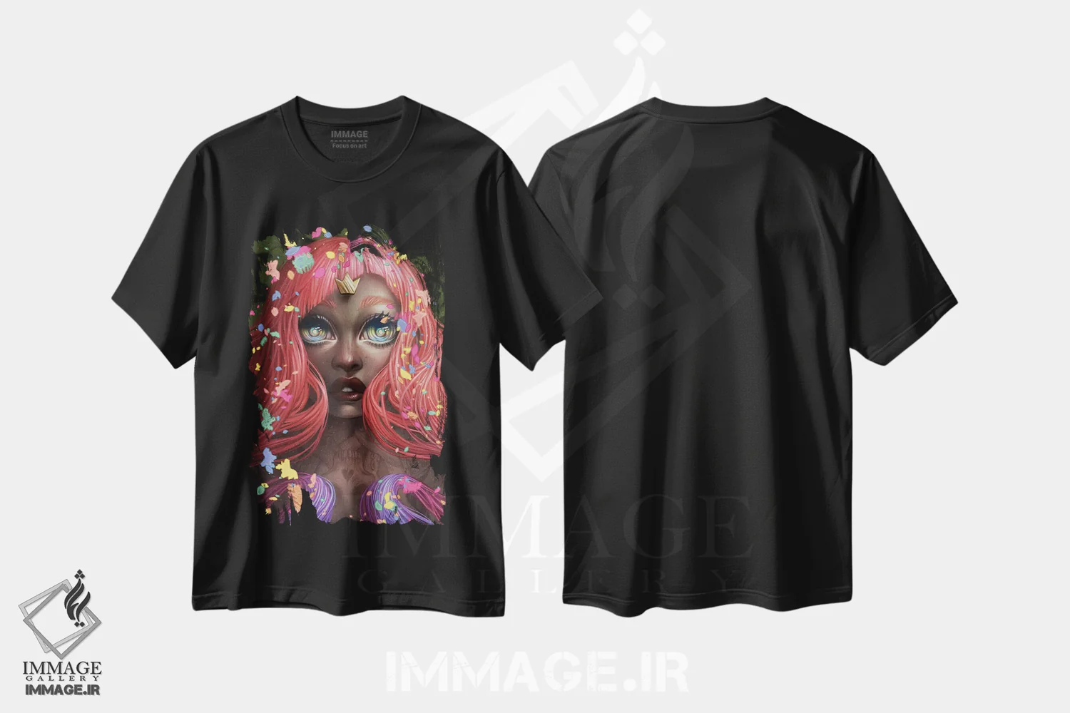 تیشرت مشکی طرح دار انفجار ستاره ای، هنر آمریکایی آفریقایی تبار اثر اجیوا ابنبه | فروشگاه ایماژ