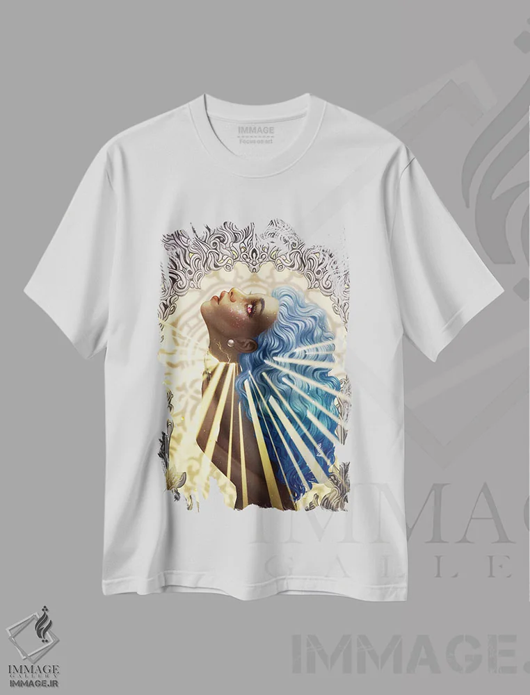 تیشرت سفید طرح دار طنین شکسته، هنر آمریکایی آفریقایی تبار اثر اجیوا ابنبه | فروشگاه ایماژ