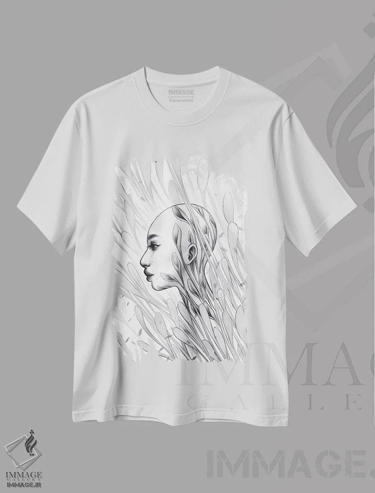 تیشرت سفید طرح دار وقار، دکور آفریقایی اثر اجیوا ابنبه | فروشگاه ایماژ