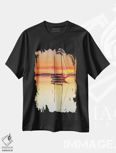 تیشرت مشکی طرح دار پرتره دریانوردی V، هنر دیجیتال اثر امیلی کالینا | فروشگاه ایماژ