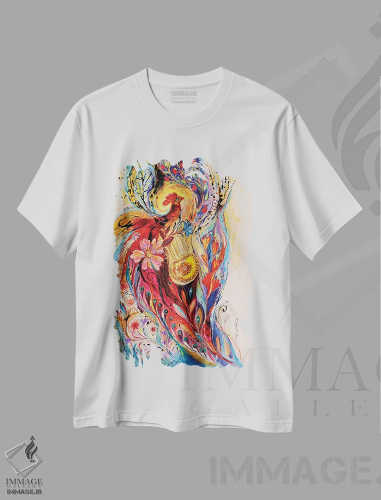 تیشرت سفید طرح دار پاشیدن زندگی VI، آبستره اثر النا کوتلیارکر | فروشگاه ایماژ