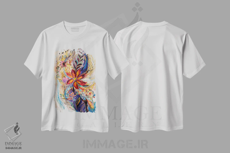 تیشرت سفید طرح دار پاشیدن زندگی V، آبستره اثر النا کوتلیارکر | immage.ir
