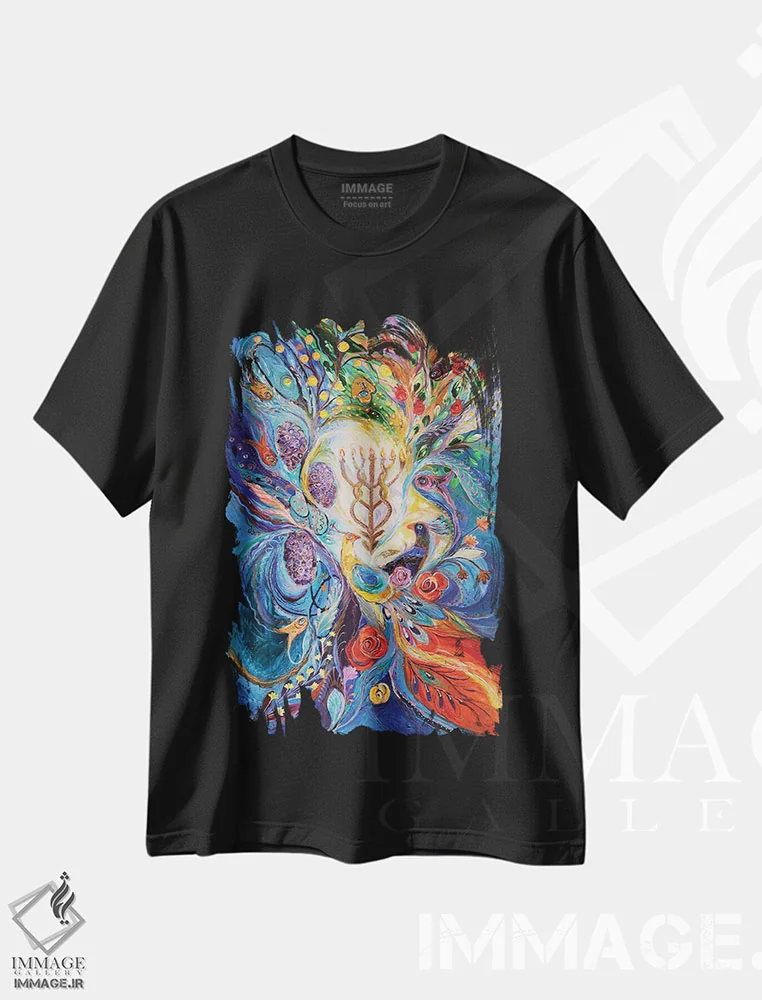 تیشرت مشکی طرح دار زیر نور منورا II، آبستره اثر النا کوتلیارکر | فروشگاه ایماژ