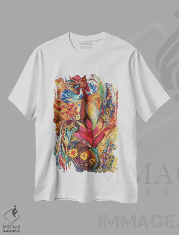 تیشرت سفید طرح دار درخت زندگی II، آبستره اثر النا کوتلیارکر | immage.ir