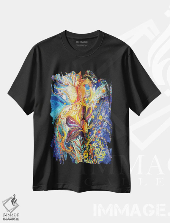 تیشرت مشکی طرح دار پرنده شاهی III، آبستره اثر النا کوتلیارکر | immage.ir