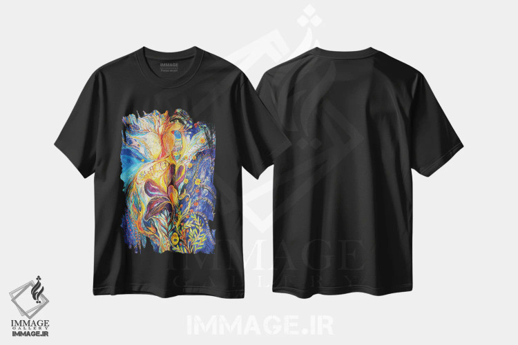 تیشرت مشکی طرح دار پرنده شاهی III، آبستره اثر النا کوتلیارکر | immage.ir