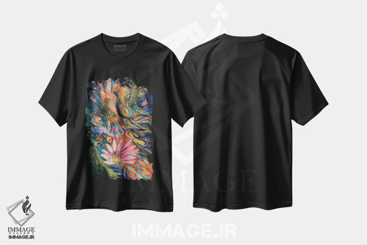 تیشرت مشکی طرح دار باد نارنجی، آبستره اثر النا کوتلیارکر | immage.ir