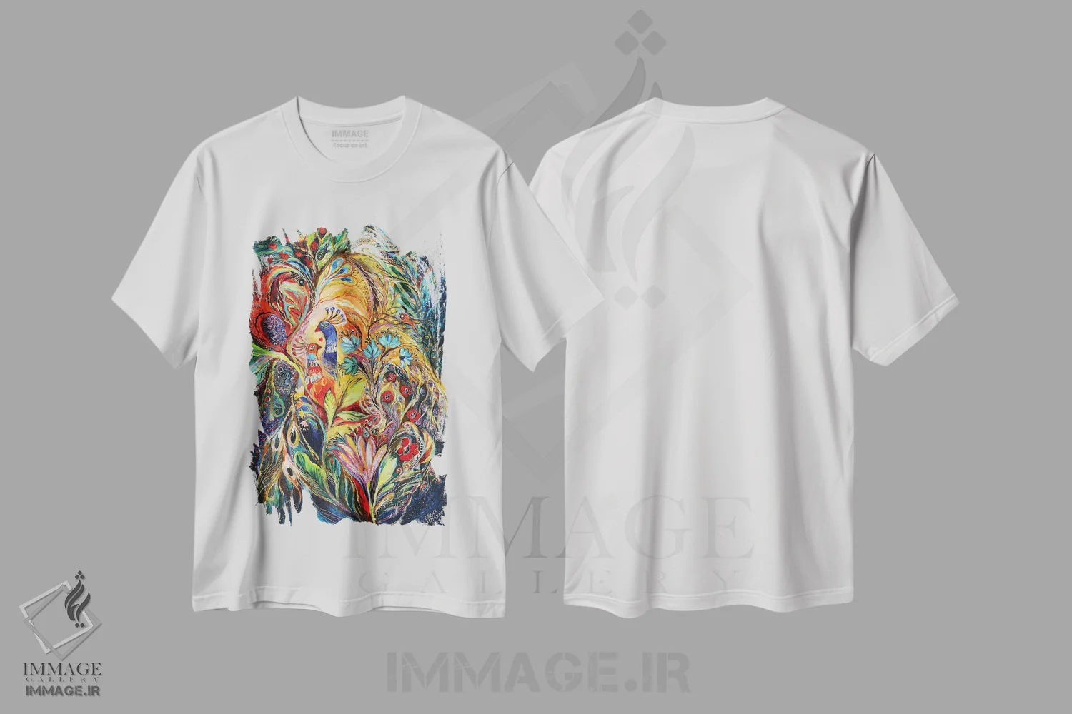 تیشرت سفید طرح دار زمان برداشت، آبستره اثر النا کوتلیارکر | immage.ir