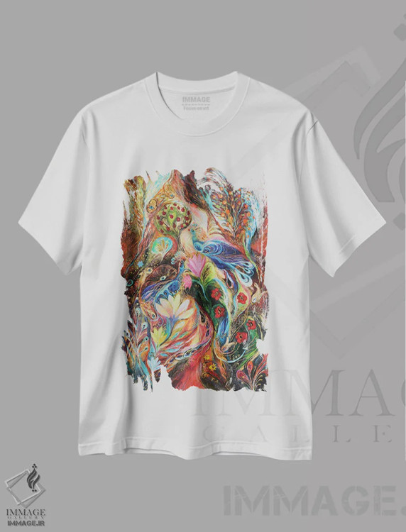 تیشرت سفید طرح دار باغ جادویی III، آبستره اثر النا کوتلیارکر | immage.ir