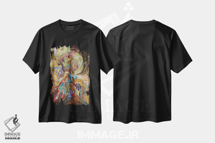 تیشرت مشکی طرح دار رویای طلایی، آبستره اثر النا کوتلیارکر | immage.ir