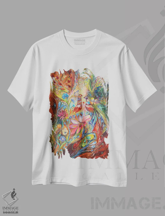 تیشرت سفید طرح دار برتری سرخ، آبستره اثر النا کوتلیارکر | فروشگاه ایماژ