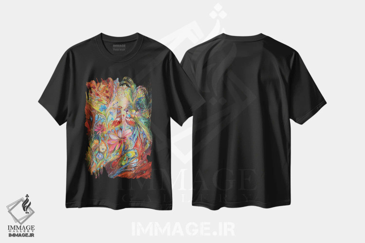 تیشرت مشکی طرح دار برتری سرخ، آبستره اثر النا کوتلیارکر | immage.ir