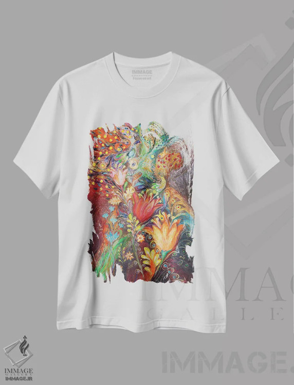 تیشرت سفید طرح دار شاهزاده های باغ، آبستره اثر النا کوتلیارکر | immage.ir