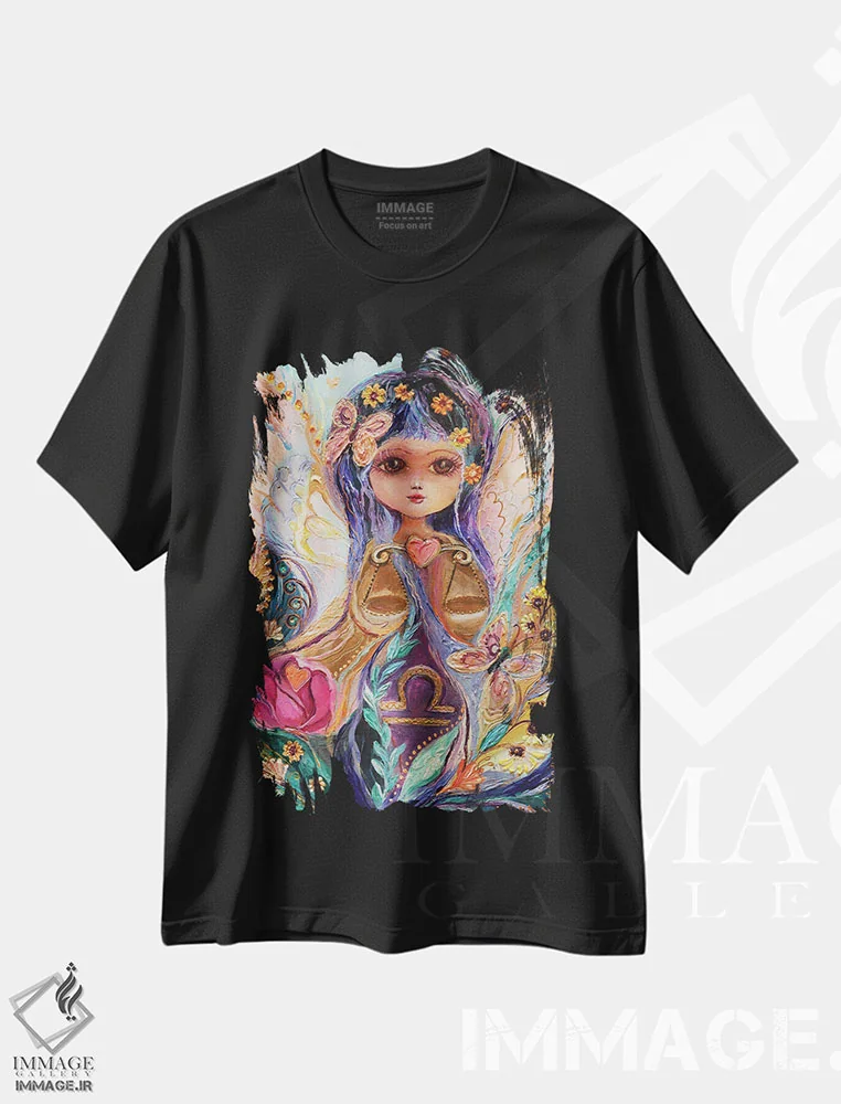 تیشرت مشکی طرح دار پری های سری زودیاک، دکور معاصر اثر النا کوتلیارکر | immage.ir