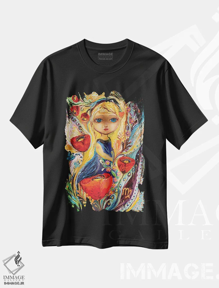 تیشرت مشکی طرح دار پری های سری زودیاک، دکور معاصر اثر النا کوتلیارکر | فروشگاه ایماژ