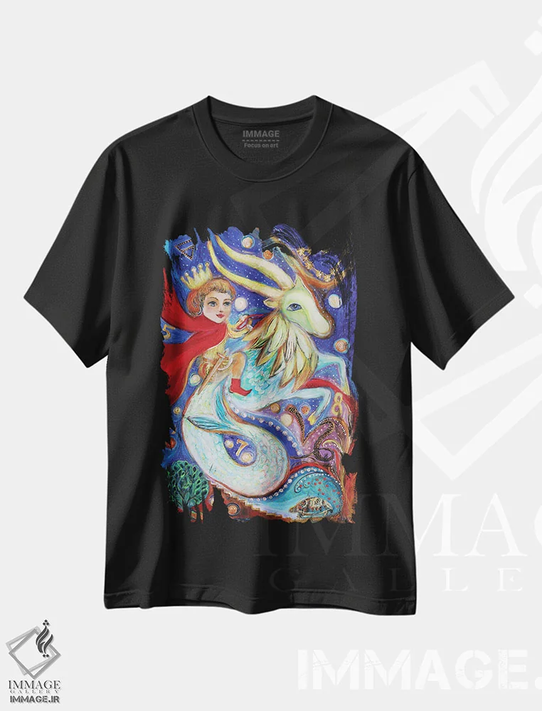 تیشرت مشکی طرح دار شاهزاده زودیاک، دکور معاصر اثر النا کوتلیارکر | immage.ir