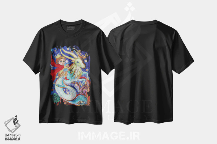 تیشرت مشکی طرح دار شاهزاده زودیاک، دکور معاصر اثر النا کوتلیارکر | immage.ir